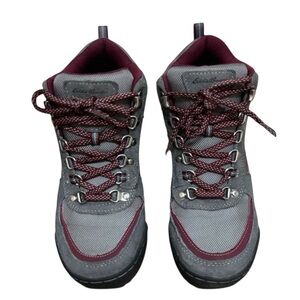 Eddie Bauer Women’s Hiking Boots Gray Burgundy Trail Boots Size 8